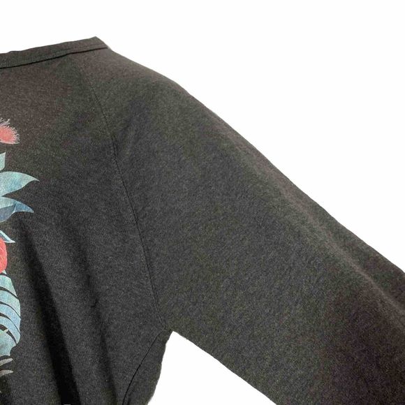 Delta Fleece Sweatshirt Top Black Cat Hawaii Popoki Floral Long Sleeve XL - Picture 6 of 16